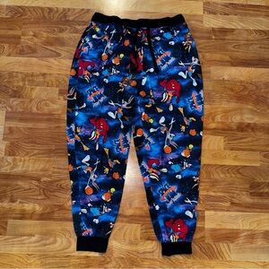 Space Jam New Legacy Lounge Blue Sleep Men's XXL Pajama Pants Thin Stretch AOP